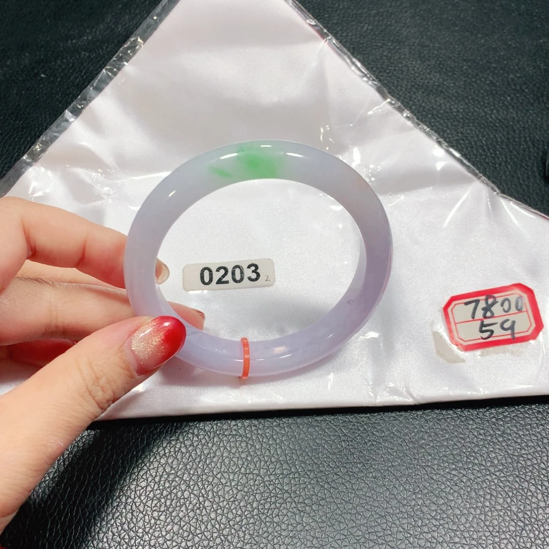 翡翠未镶嵌手镯冰春彩0203-03