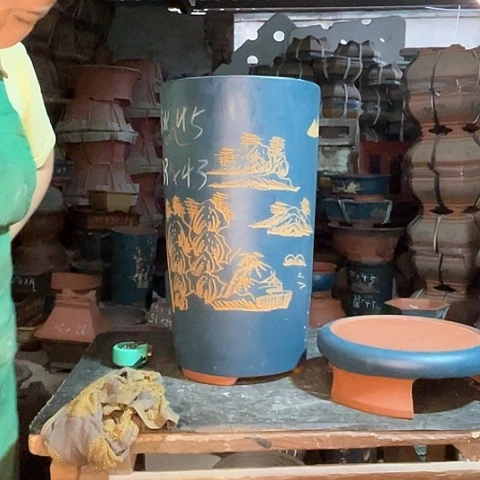 紫砂花盆高个桶一个