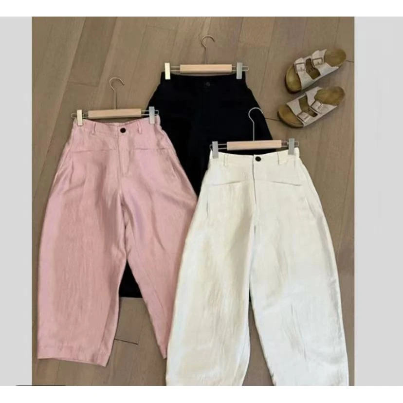 醋酸裤2025夏季小众设计一字口袋显瘦百搭休闲裤R0572