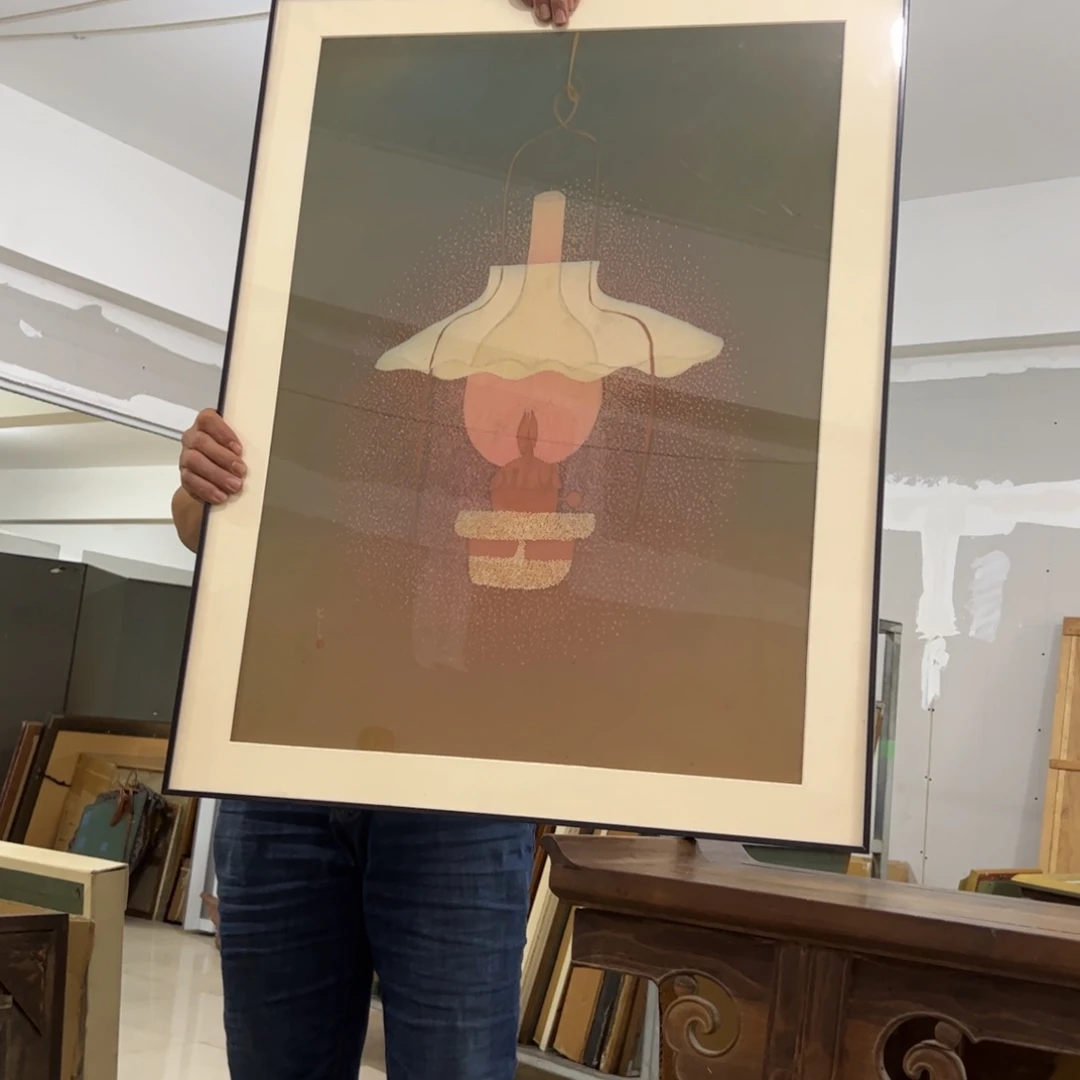 点***叻绘画竹屏风框画茶空间设计