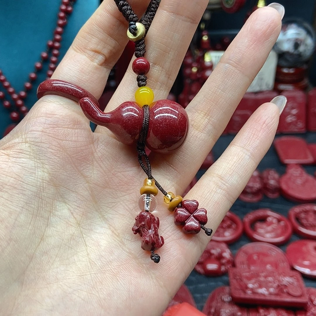 临***司天然辰砂5个歪嘴葫芦包挂