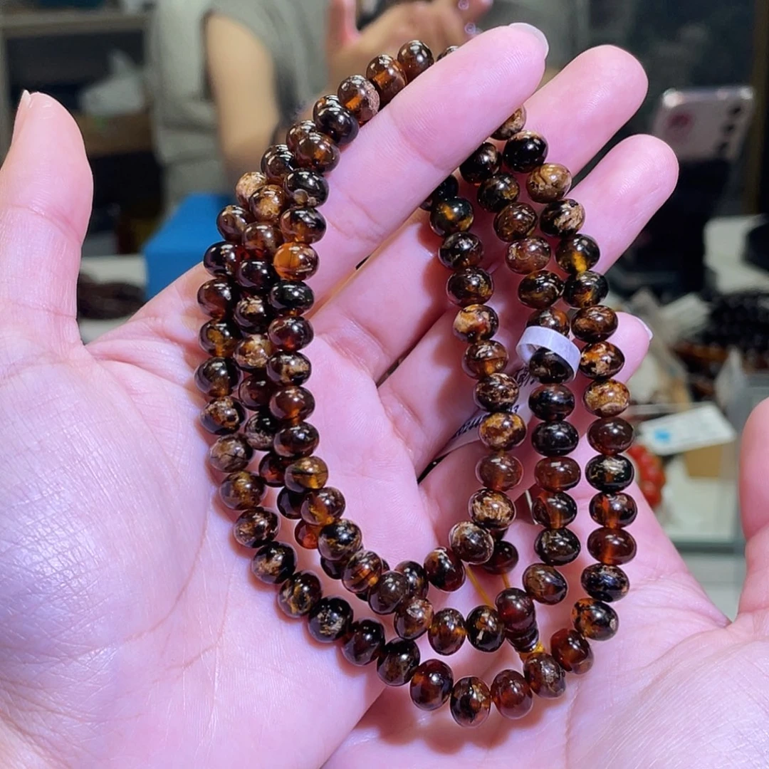 未镶嵌琥珀裸石7深血蜡妖花108