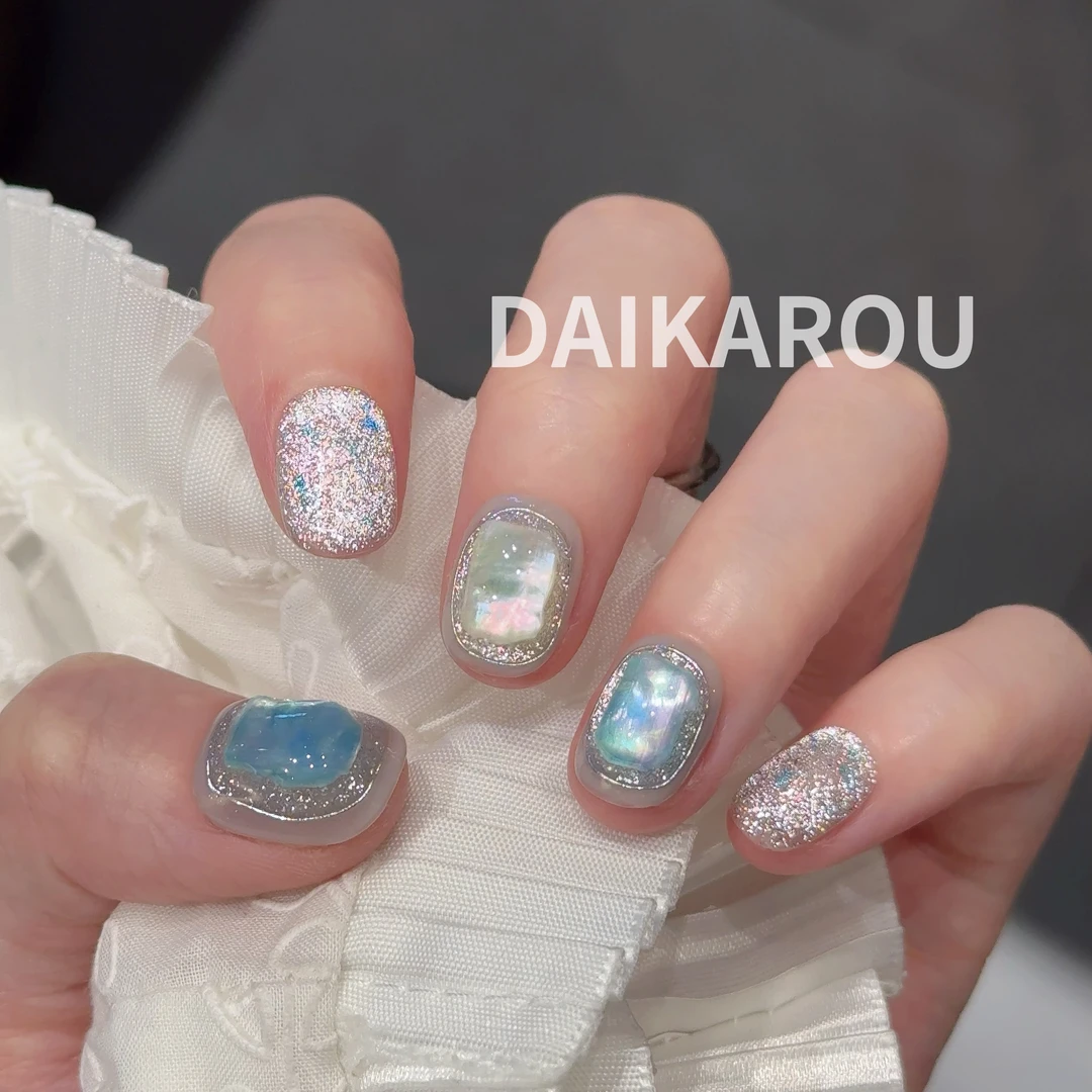 缎海之境 黛卡柔 预售 哇擦么 新甲型 此度 短椭圆手工穿戴甲10片