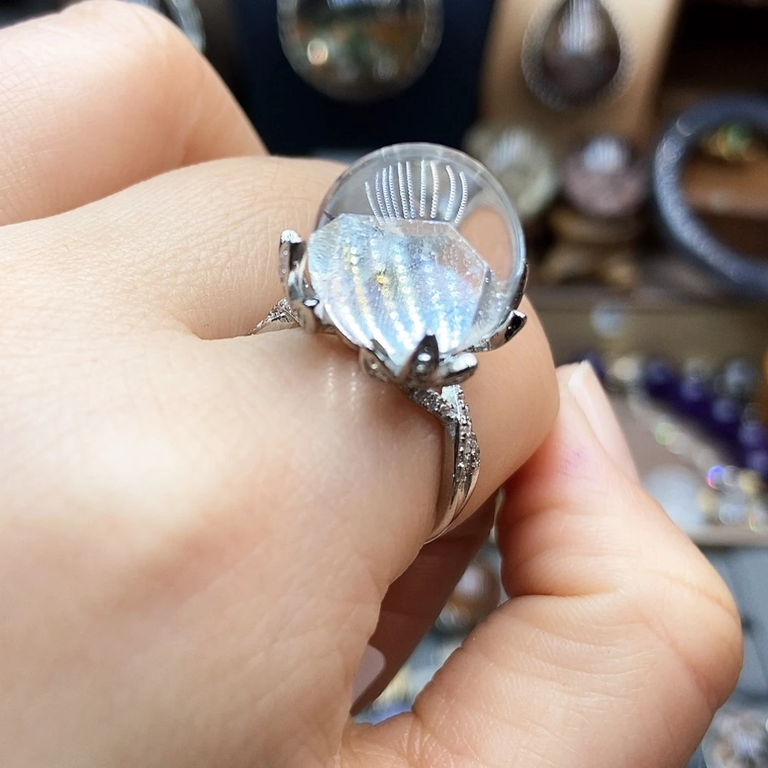 水晶戒指银S925镶嵌迷*猪