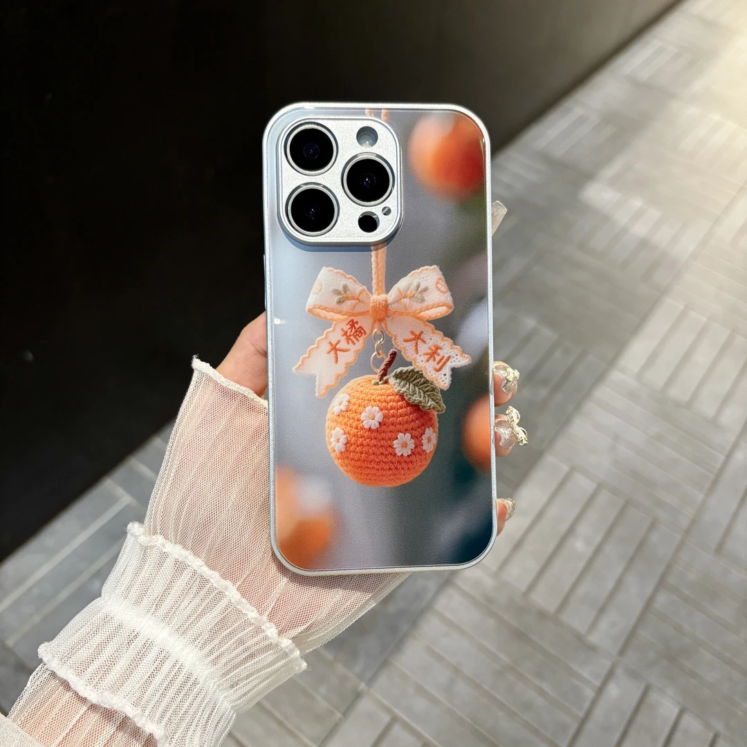 苹果/华为/oppo/vivo/小米 大橘大利适用iPhone16肤感玻璃手机壳