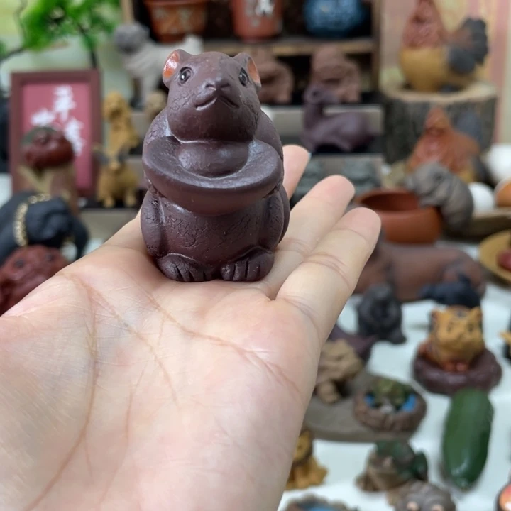 茶宠紫砂紫砂元宝老鼠