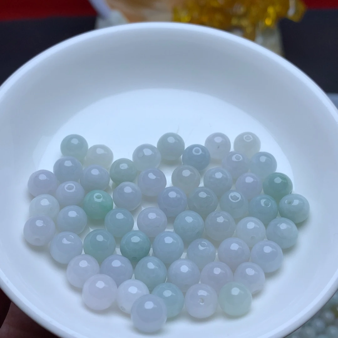 【闪购商品】翡翠手链未镶嵌卡7.8冰绿白25个