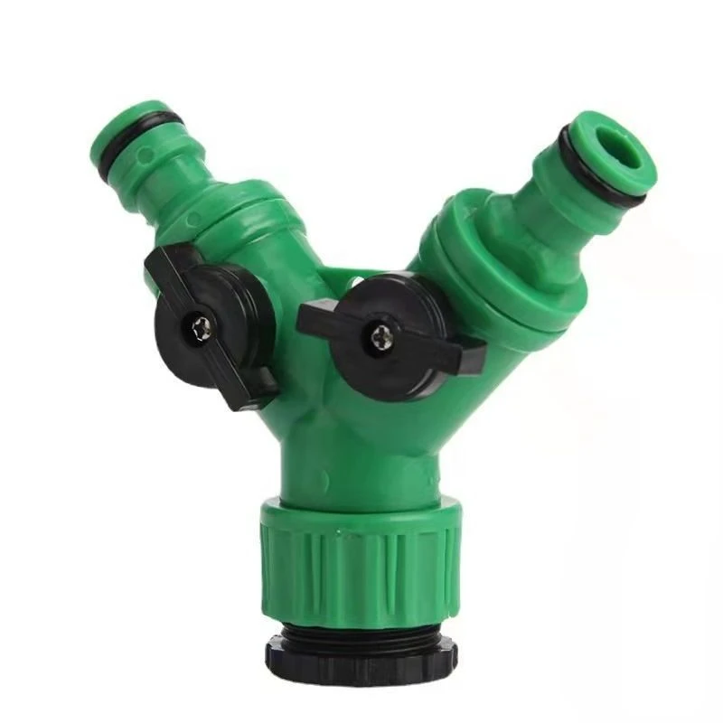 一分二转换接头分水阀4分6分内丝三通奶嘴多功能快接分流器带开关