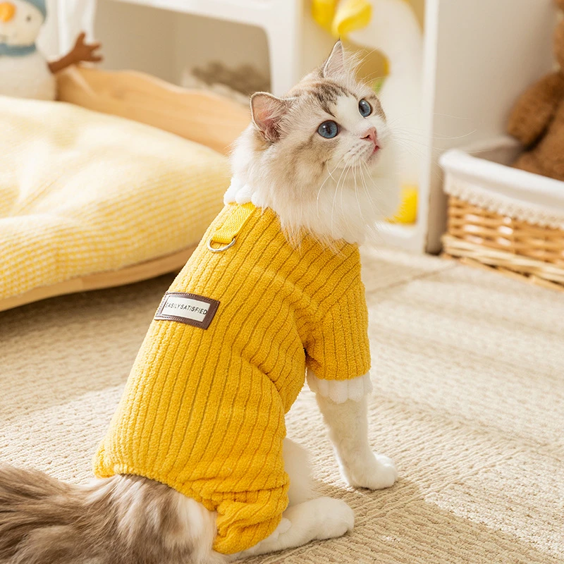 宠物秋冬款四脚衣服保暖简约珊瑚绒成幼猫布偶猫小狗狗小猫咪衣服