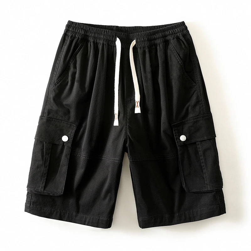 男装夏季美式工装短裤男士宽松休闲有加大码潮流多口袋抽绳五分裤
