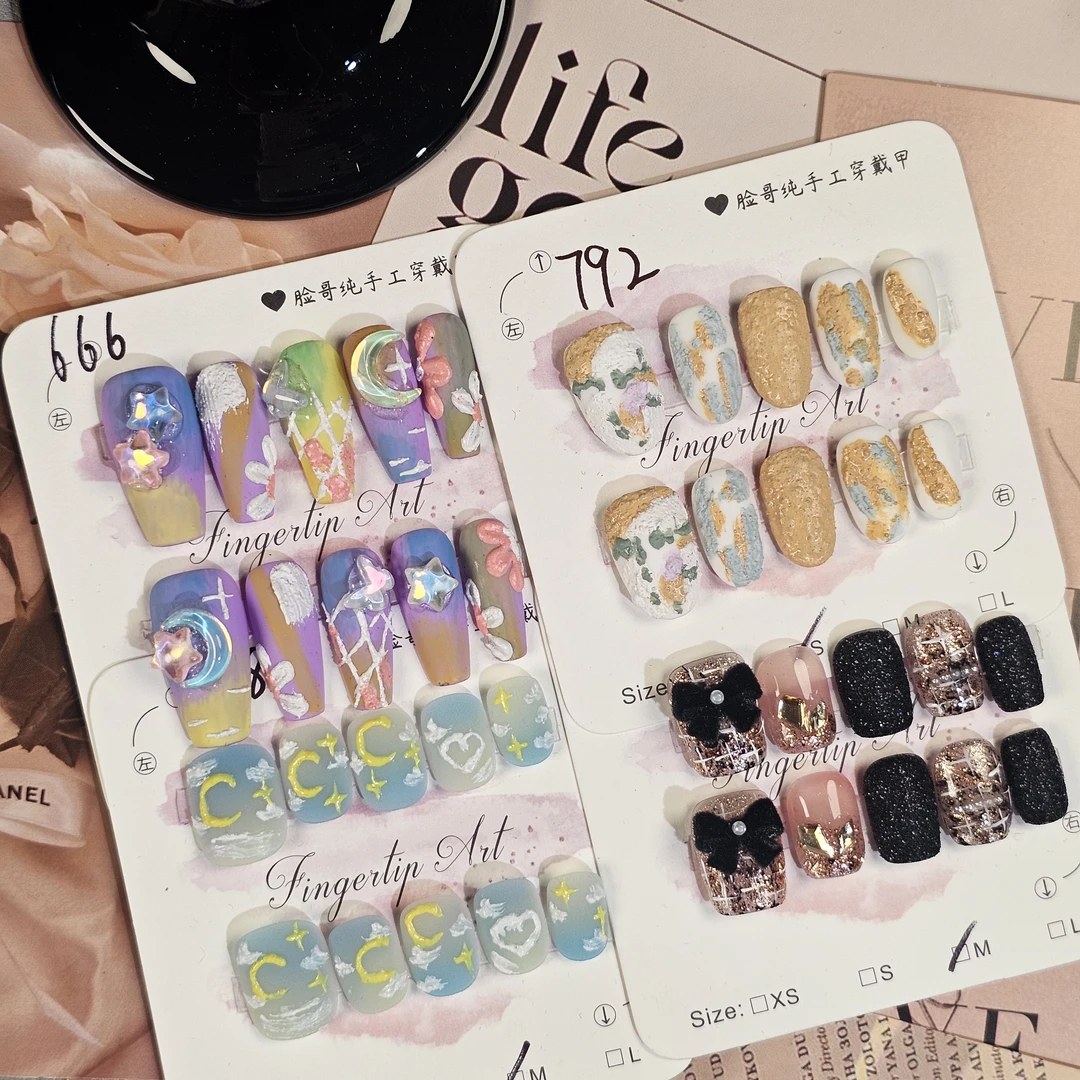 6.《两单包邮》高级手工莫奈~国风~ins~砂糖~可爱油画简约穿戴甲