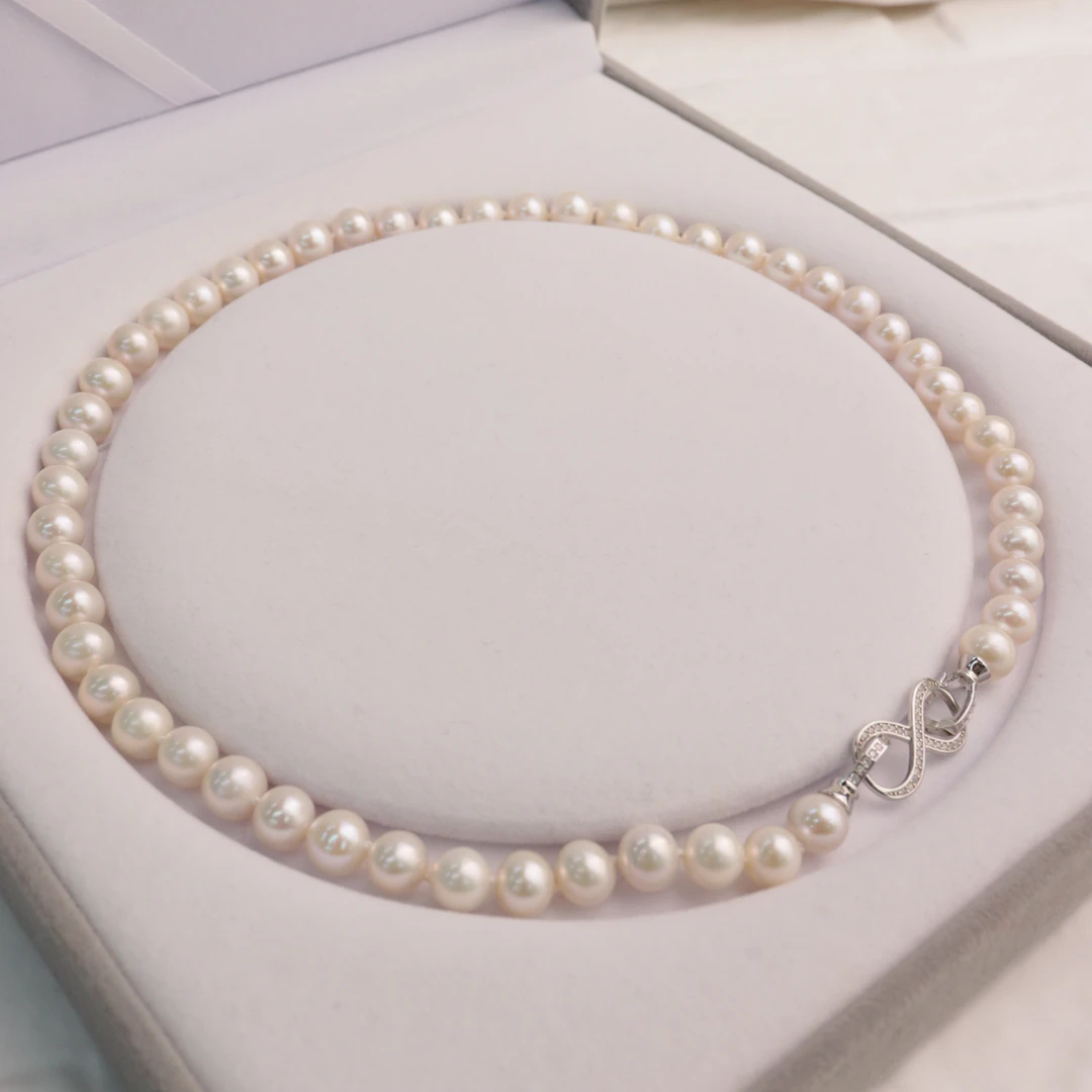 925银合成锆石银制品 全珠链项链8-9mm