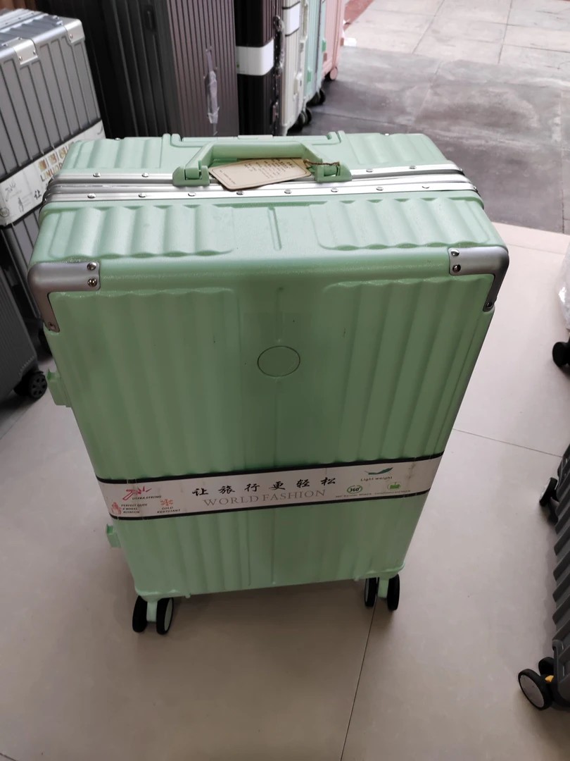 拉链暗袋纯色ABS+PC内置PC旅行箱绿色男士登机箱国风