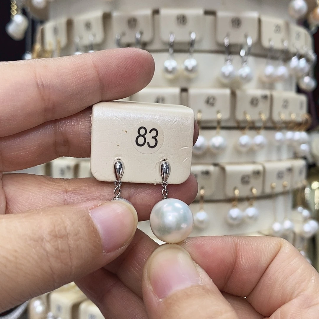 耳饰银S925镶嵌淡水珍珠
