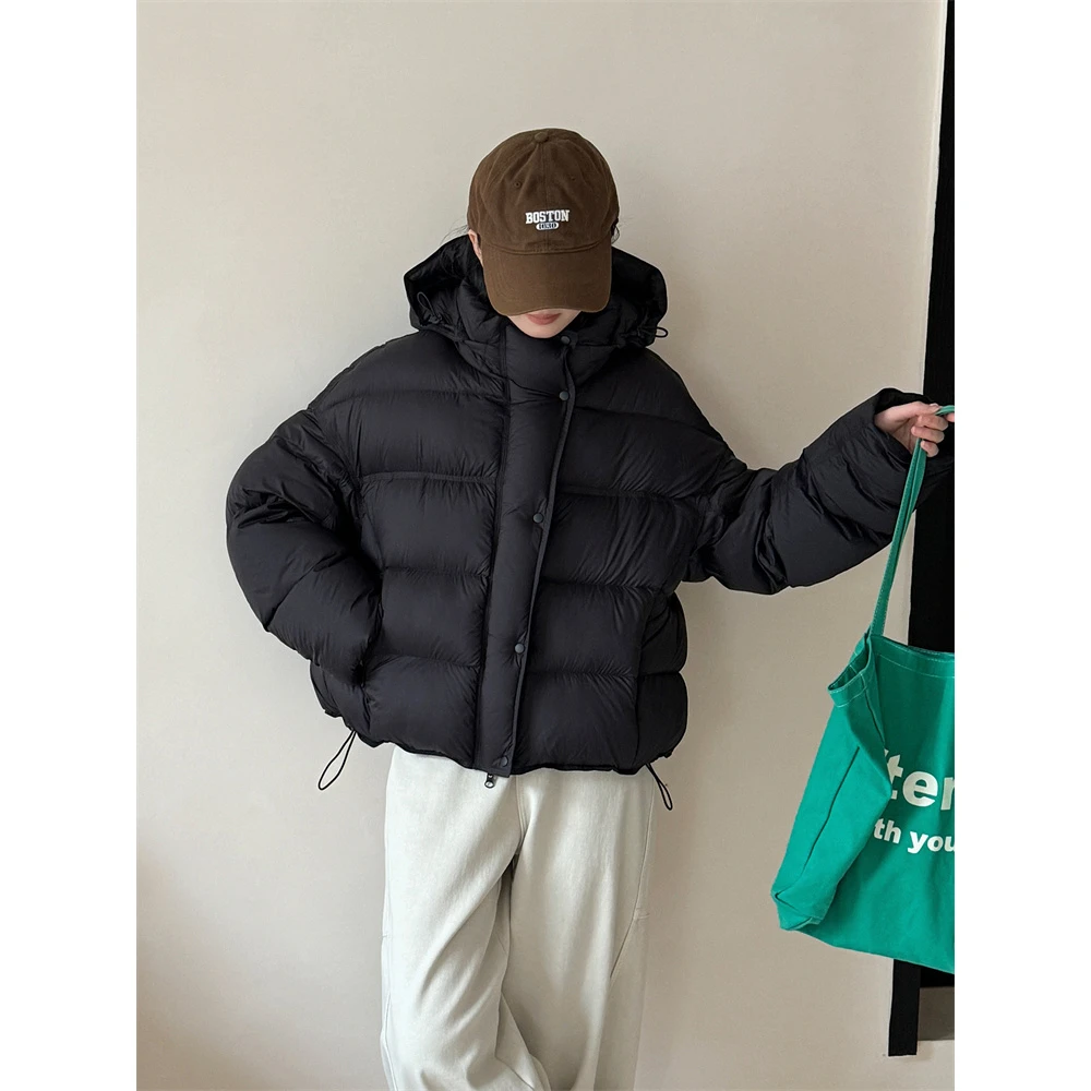 女款90白鸭绒泡芙羽绒服2024冬季新款小个子连帽加厚短款面包服