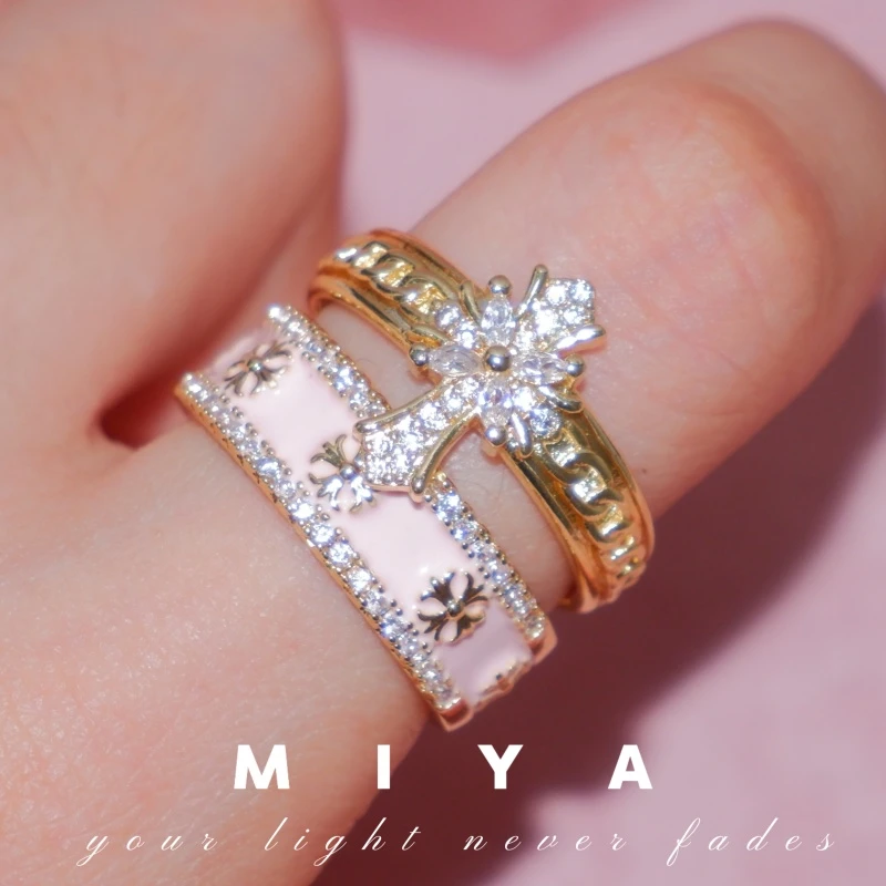 铜合金锆石戒指 巴黎甜心~公主水粉色滴油锆石超闪美式项链