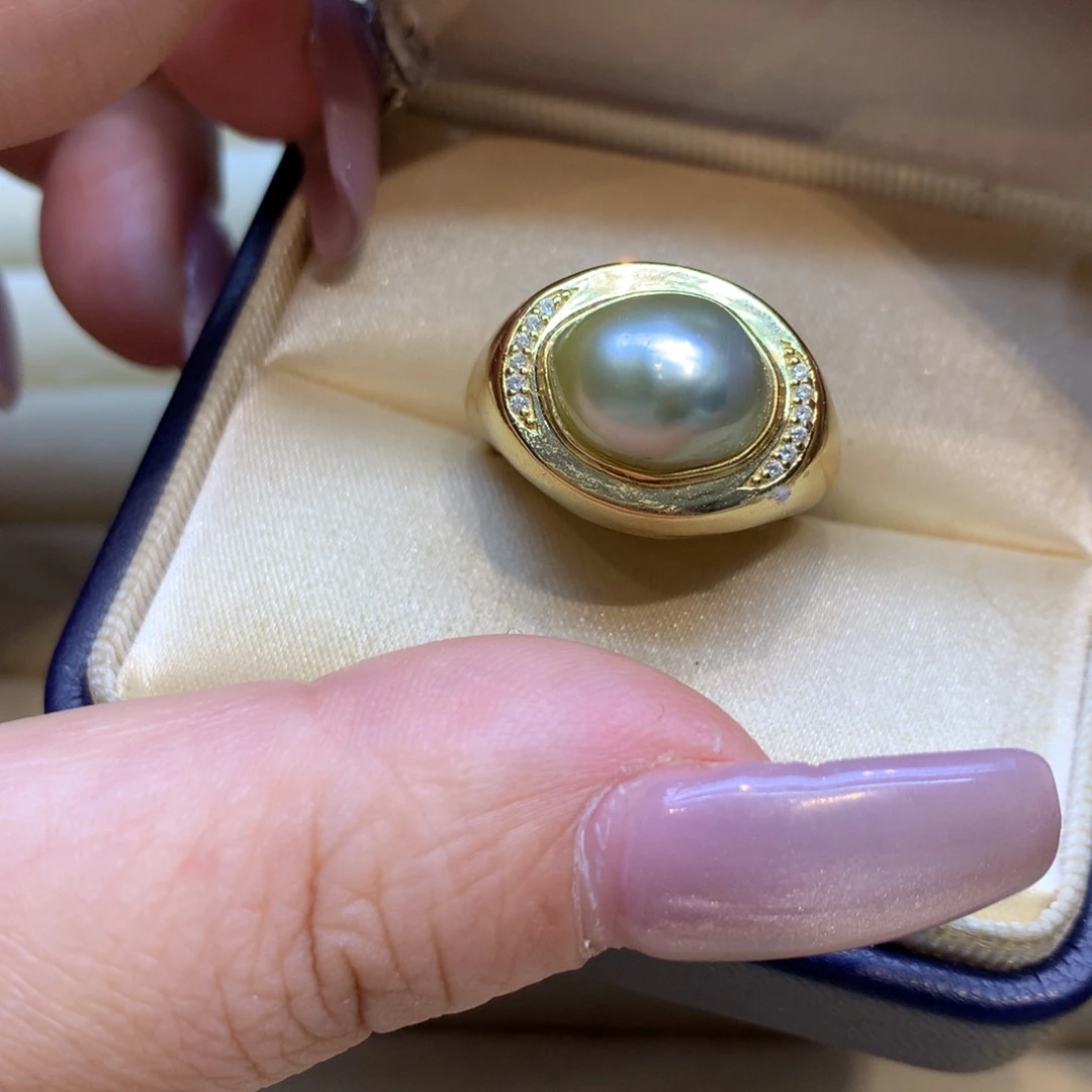 银S925镶嵌戒指海水珍珠