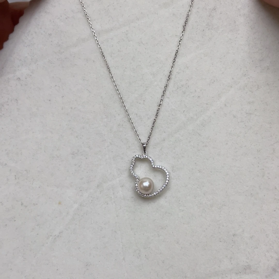 项链海水珍珠银S925镶嵌