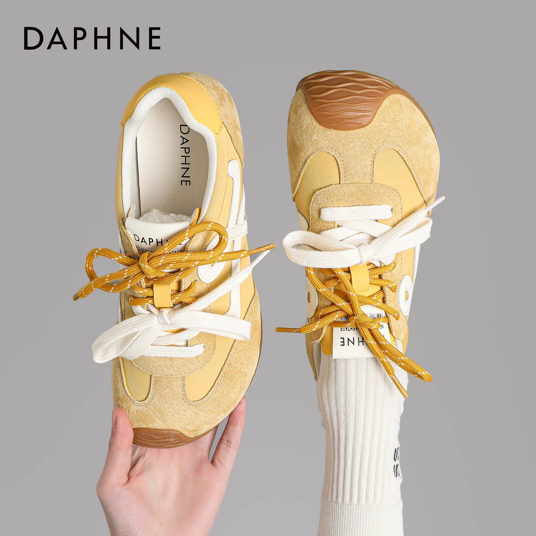 达芙妮网面休闲鞋2025夏季新款时尚百搭小众双鞋带透气网面德训鞋