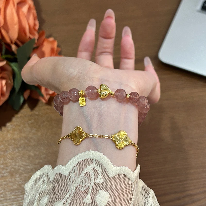 【心动】8mm草莓晶手串女时尚原创设计感天然水晶手链Y290