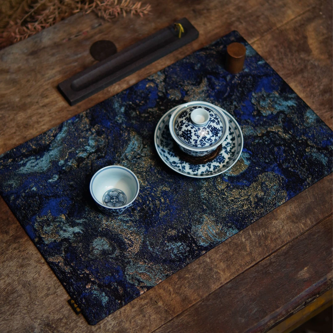 乔木手作 秘境 鎏金茶席 吸水茶席 轻奢干泡茶席 织锦缎茶席