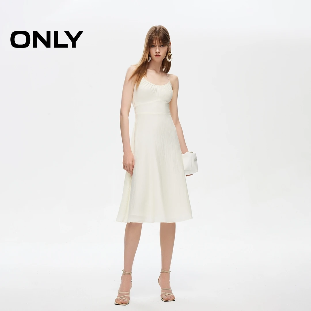 ONLY2024秋季新款时尚百搭修身A字中长款吊带连衣裙女|124207040