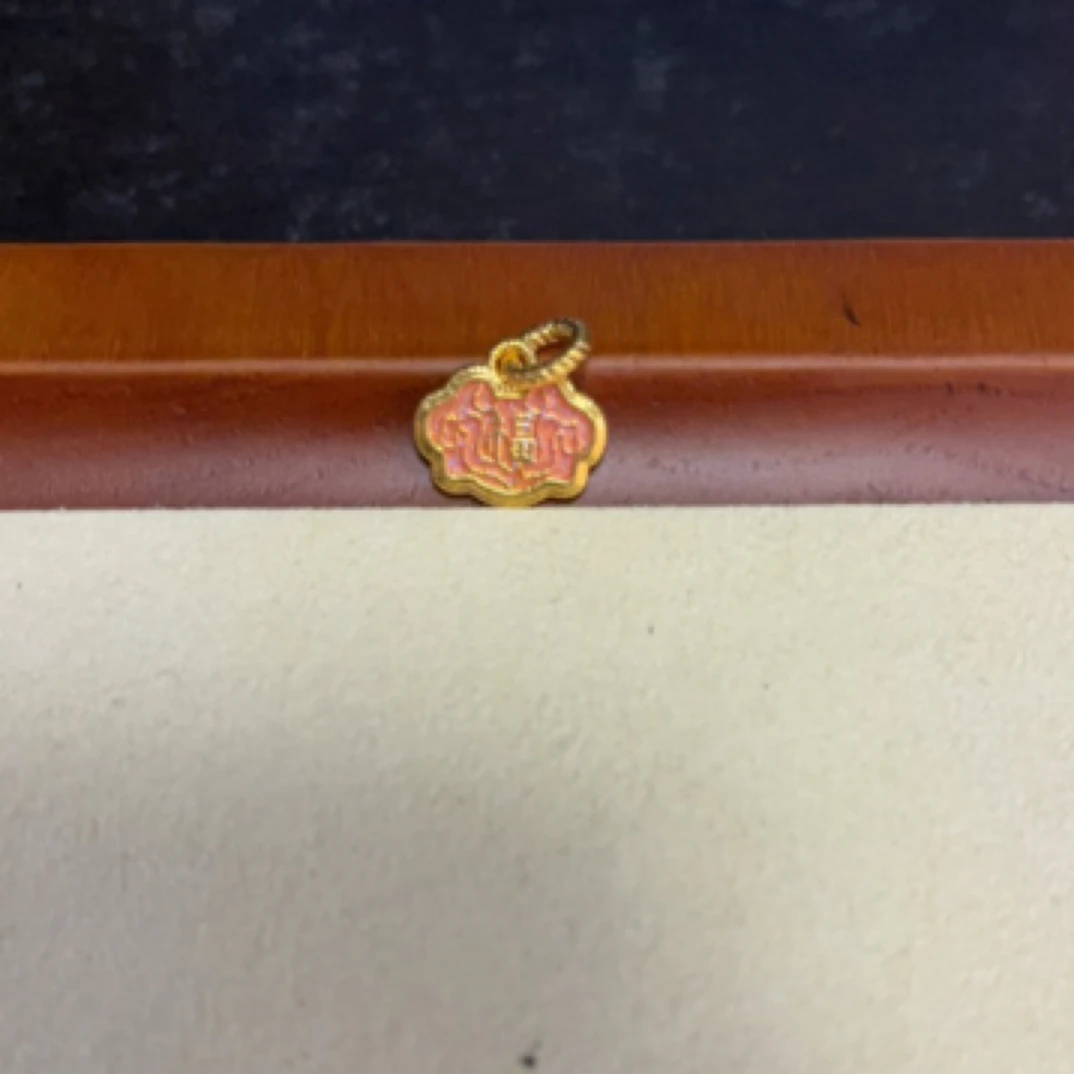 足金999 珐琅彩福形小福牌