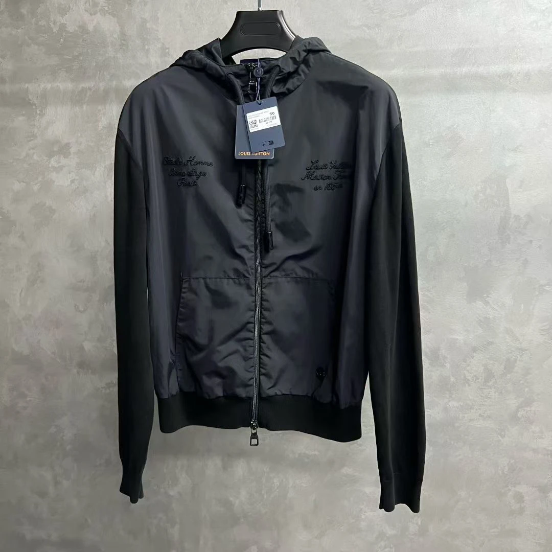 未使用 LouisVuitton/路易威登 黑色纯色字母刺绣拉链外套/s