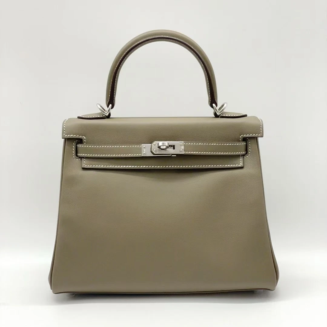99新 Hermes/爱马仕  kelly25 大象灰银扣 S皮 U刻