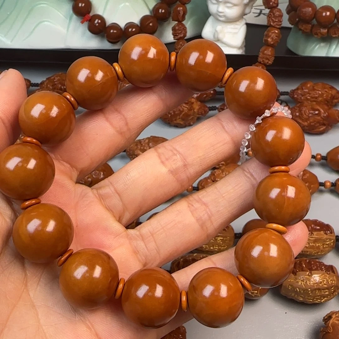 橄榄核手串/手链1.65尺寸正圆光珠加刻字