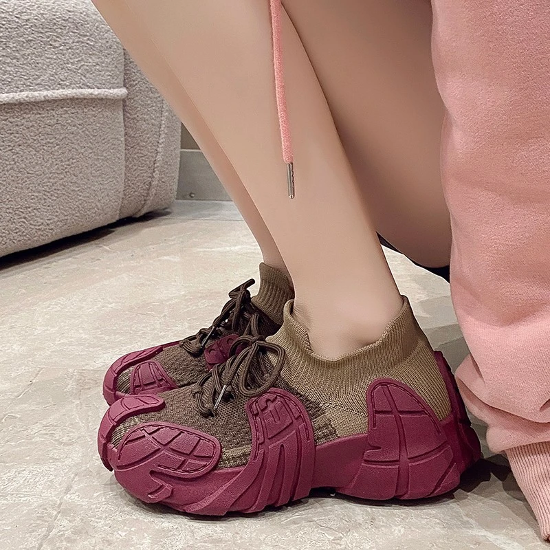 爆款厚底增高老爹鞋女丑萌休闲鞋2025春季新款网面百搭时尚运动鞋