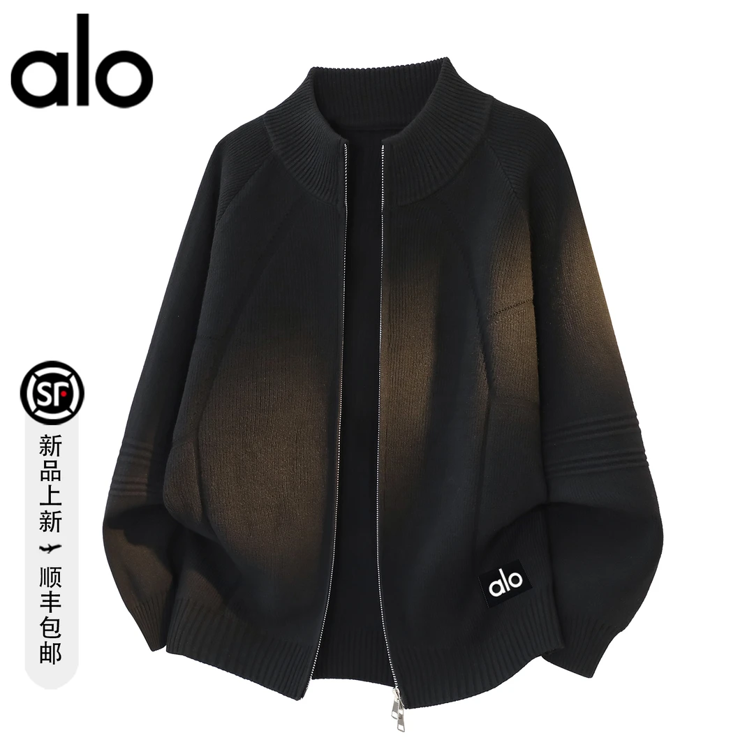 【官方奥特莱斯】立领开衫毛衣男秋冬季宽松针织衫百搭拉链线衣外套