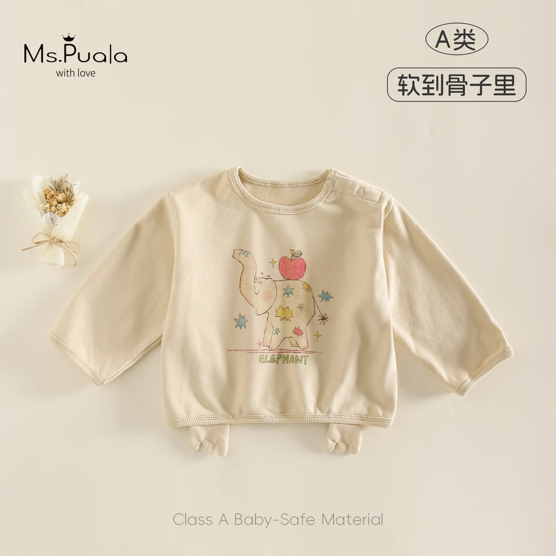 【Ms.Puala小象鼻嘎】童装婴幼童卫衣秋季小童女宝卡通印花套头上衣