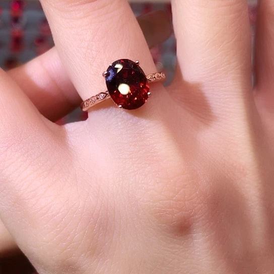 石榴石戒指银S925镶嵌