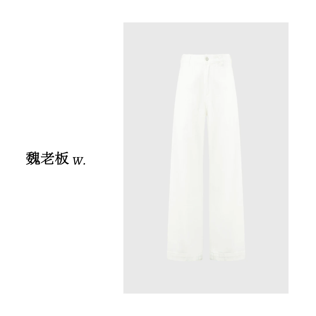 W.Diva【海岸线】春季白色舒适百搭时尚挺拓有质感牛仔裤4KDMK0160
