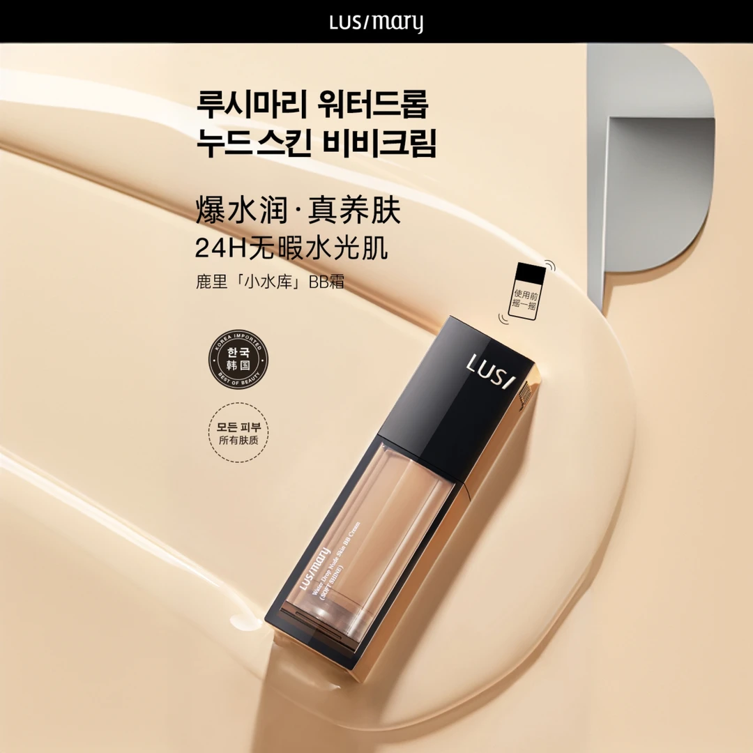 鹿里柔光水珠无暇BB霜露丝玛丽润泽养肤清透拒绝卡粉