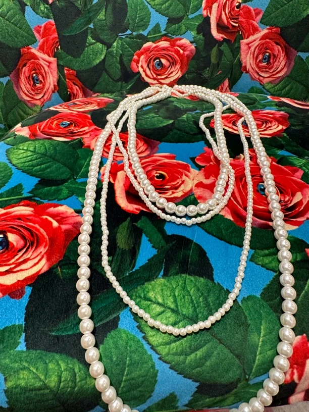 非金属仿珍珠吊坠 韩国珍珠项链多层电镀珍珠江南打底伴侣