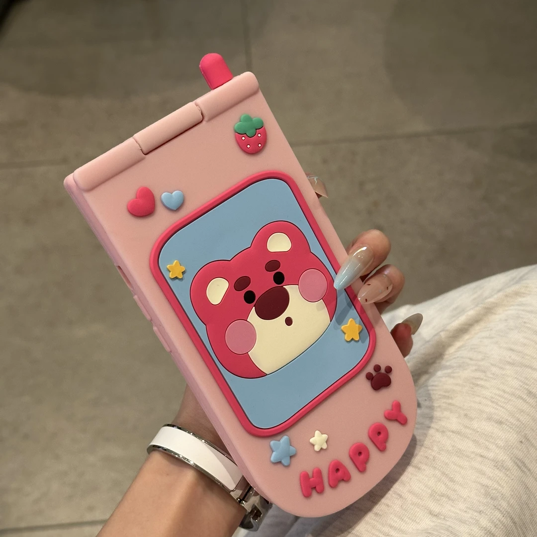 翻盖镜子卡通可爱日韩适用苹果16promax手机壳14/15pro硅胶13套12