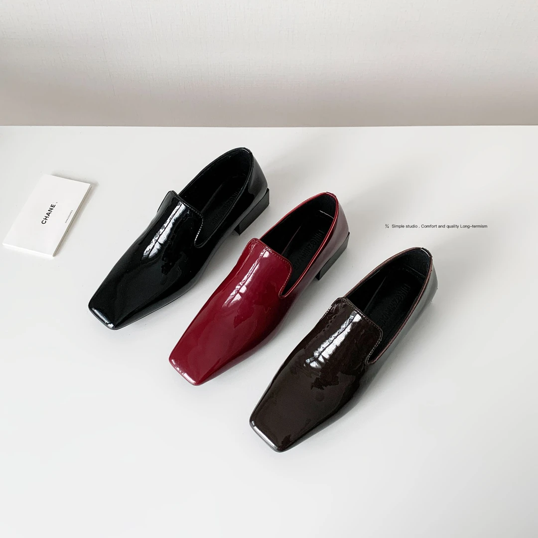 ¾ Simple studio(3.5CM)法式复古方头百搭舒适新款气质单鞋乐福鞋