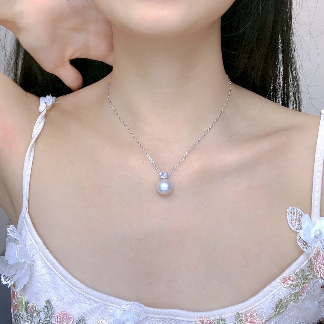 银S925镶嵌耳饰淡水珍珠