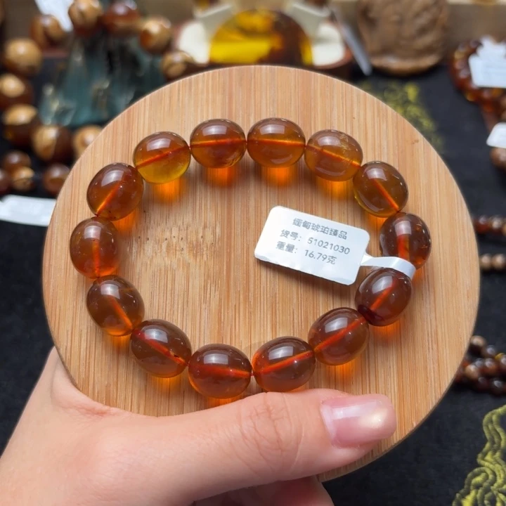 琥珀未镶嵌珠宝奇石12mm红蜜枣珠