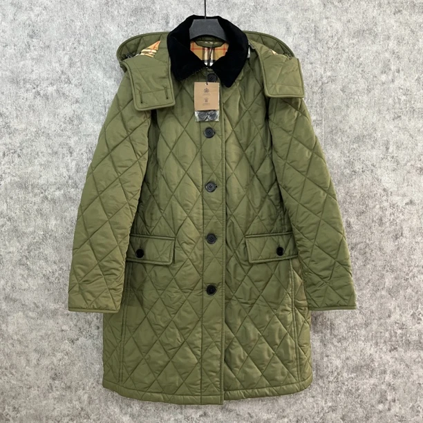 未使用 BURBERRY/博柏利 军绿色中长款棉服外套