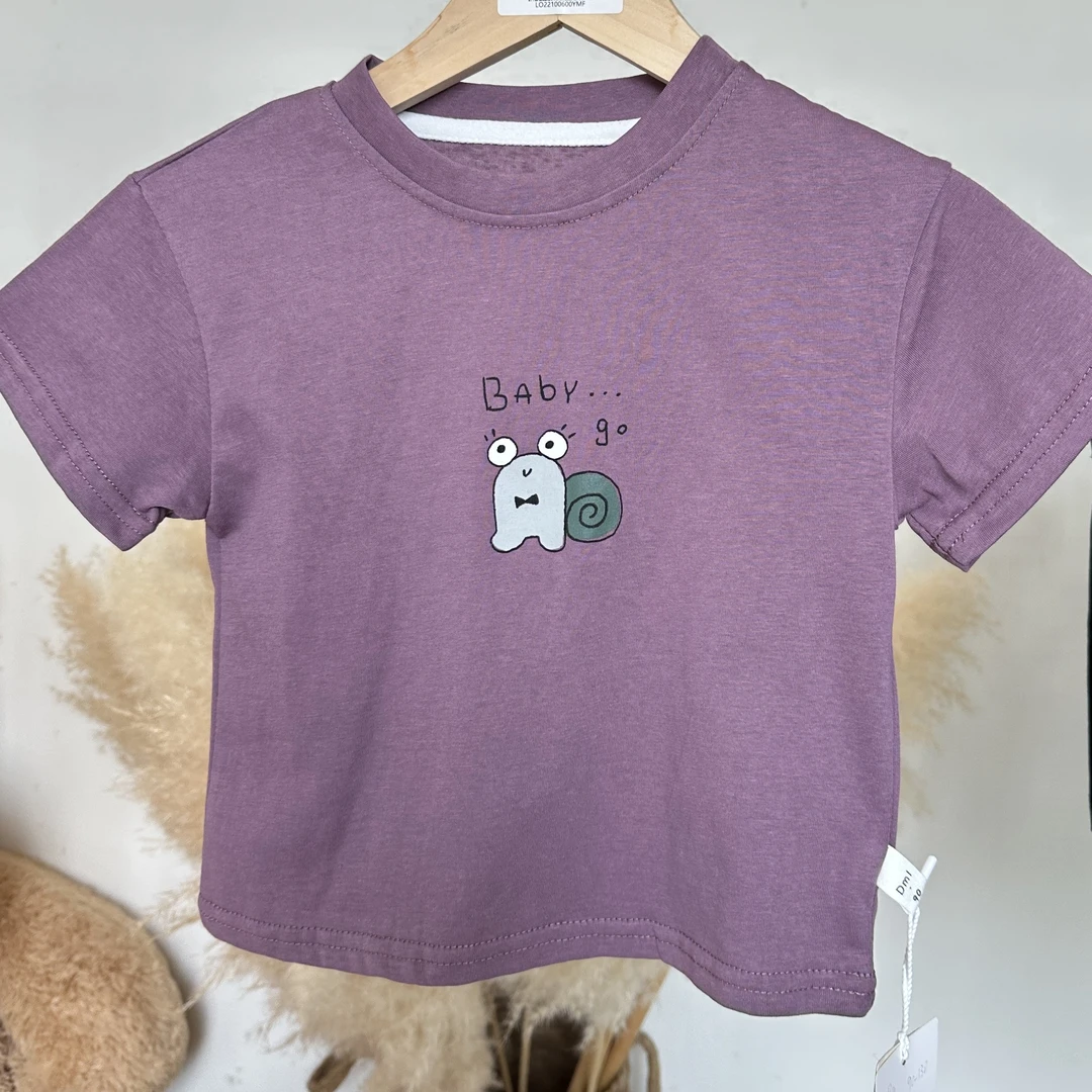 紫色夏季百搭基础款儿童T恤