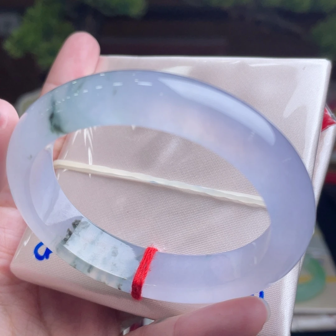 翡翠未镶嵌手镯52.9贵妃 仙粉紫 飘花