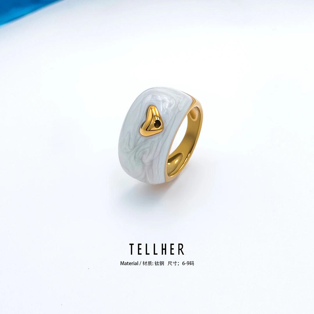 钛钢珐琅戒指 《流心》她盒子 / Ins风 搭配 简约 轻奢 戒指 2J030