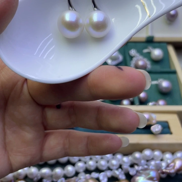 淡水珍珠耳饰银S925镶嵌