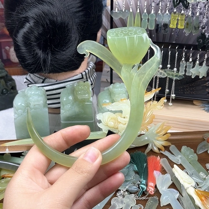 蛇纹石玉发簪合金