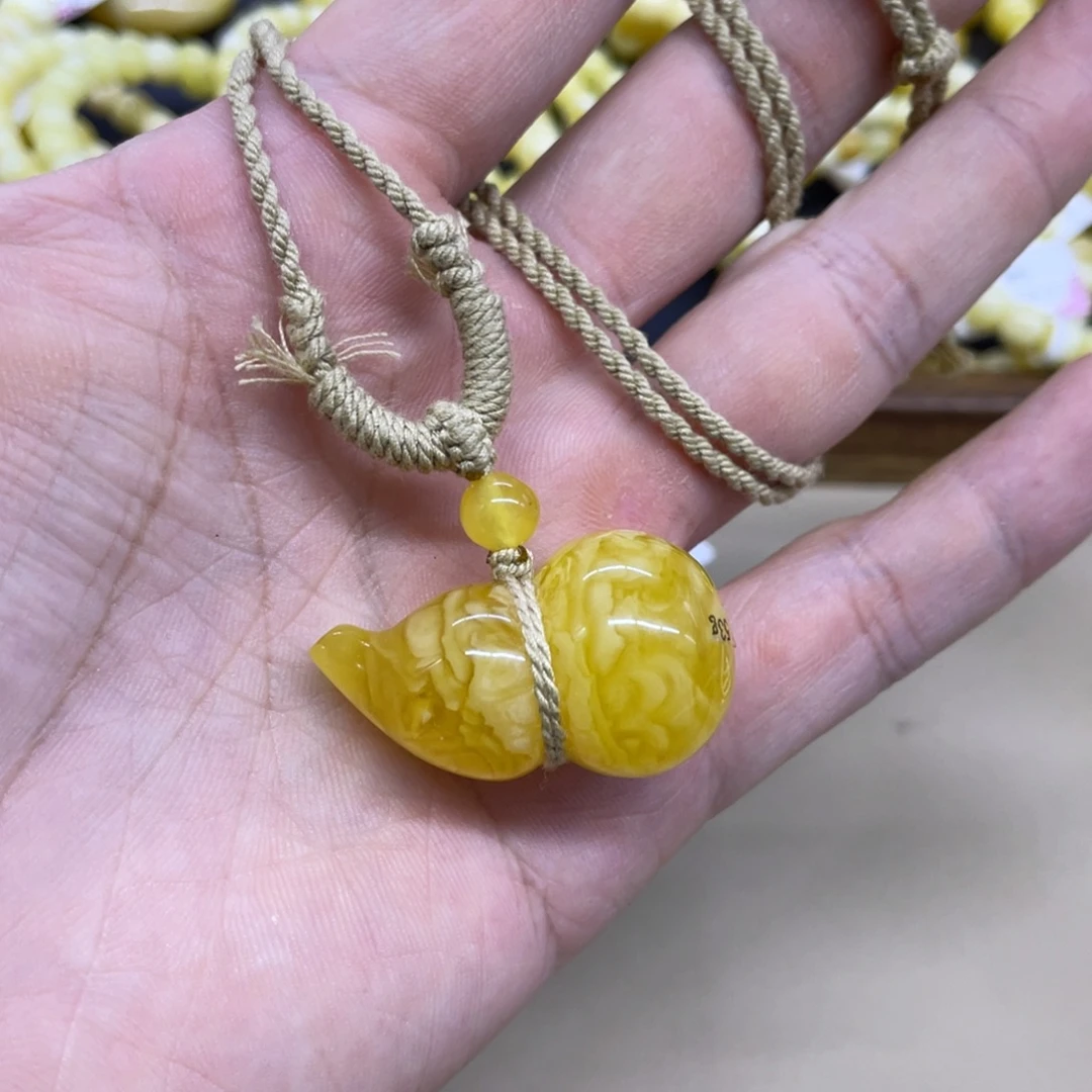 琥珀未镶嵌手链精工葫芦吊坠