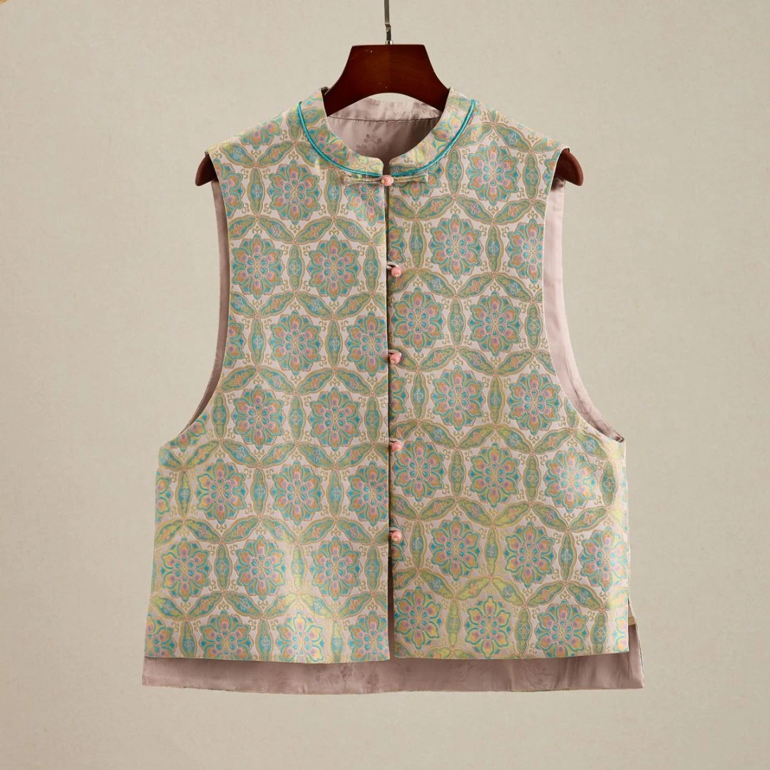 织金宋锦双面穿夏季桑蚕丝马甲6611309