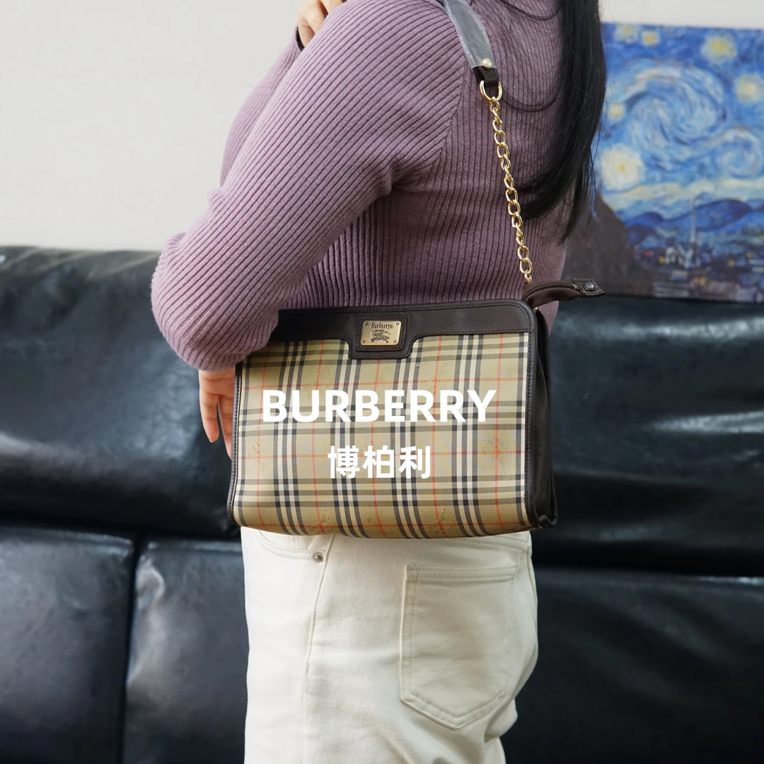 95新 BURBERRY/博柏利 巴宝莉 格纹单肩包/JJ01607622/7622